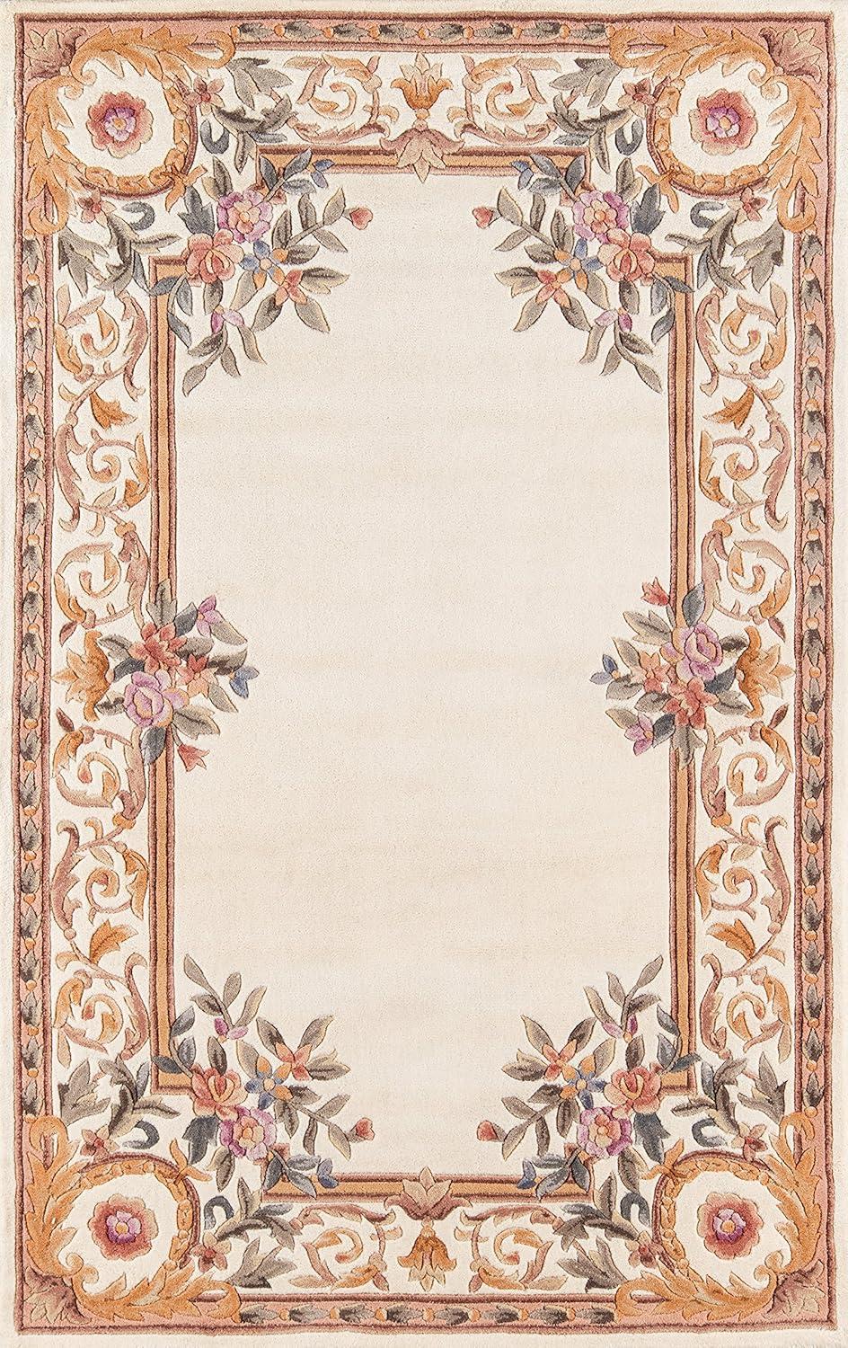 Momeni Transitional Round Area Rug, Ivory, 4' X 4' Round