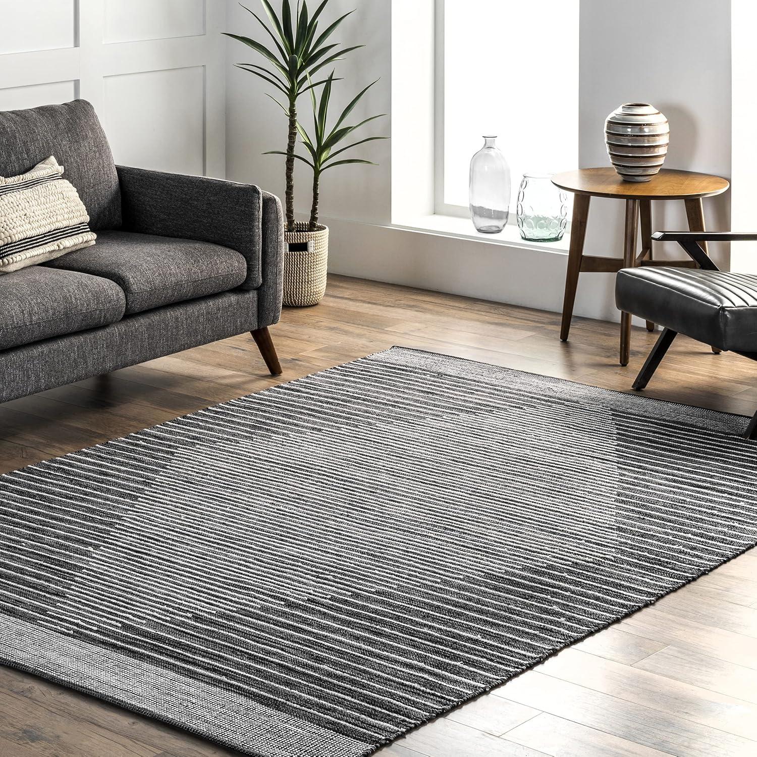 nuLOOM Missy Handmade Cotton Contemporary Diamond Flatweave Area Rug, 5' x 8', Grey