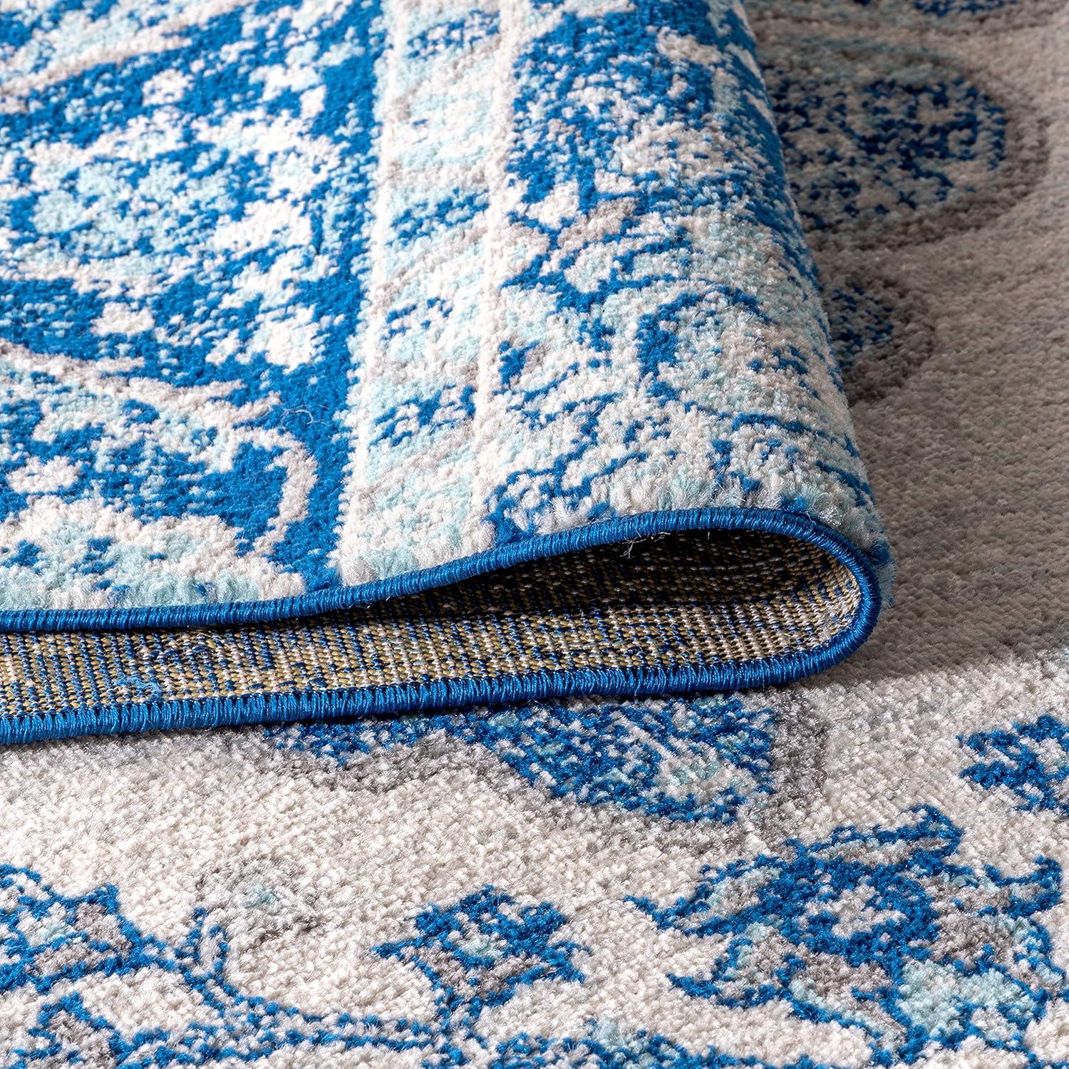 JONATHAN Y Bohemian FLAIR Boho Vintage Medallion Cream/Blue 3 ft. x 5 ft. Area Rug