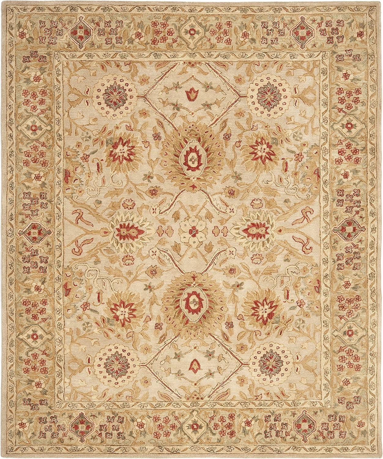 SAFAVIEH Anatolia Trinity Traditional Wool Area Rug, Ivory/Sage, 9' x 12'