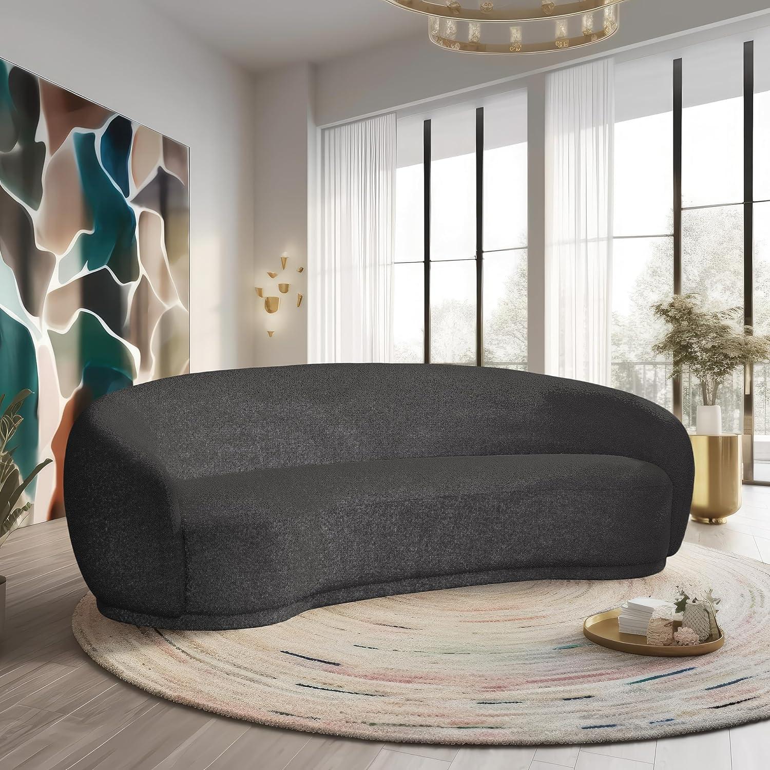 Meridian Furniture Hyde Cream Boucle Fabric Sofa