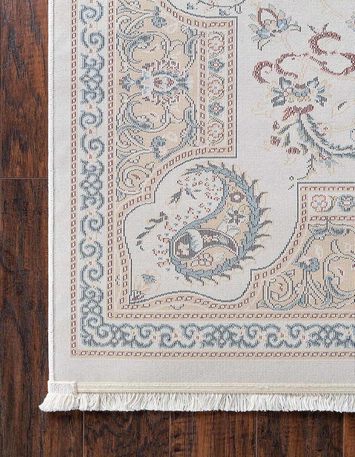 Rugs.com Rabia Collection Rug – 3' x 5' Ivory Low Rug Perfect For Entryways, Kitchens, Breakfast Nooks, Accent Pieces