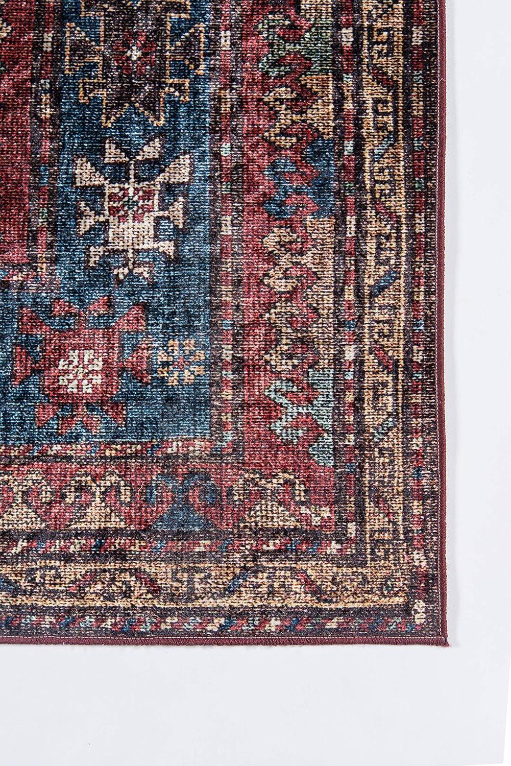 5'x8' Karachi Rezi Area Rug Burgundy - Momeni: Geometric Bohemian, Rubber Backed, Medium Pile, Indoor Use