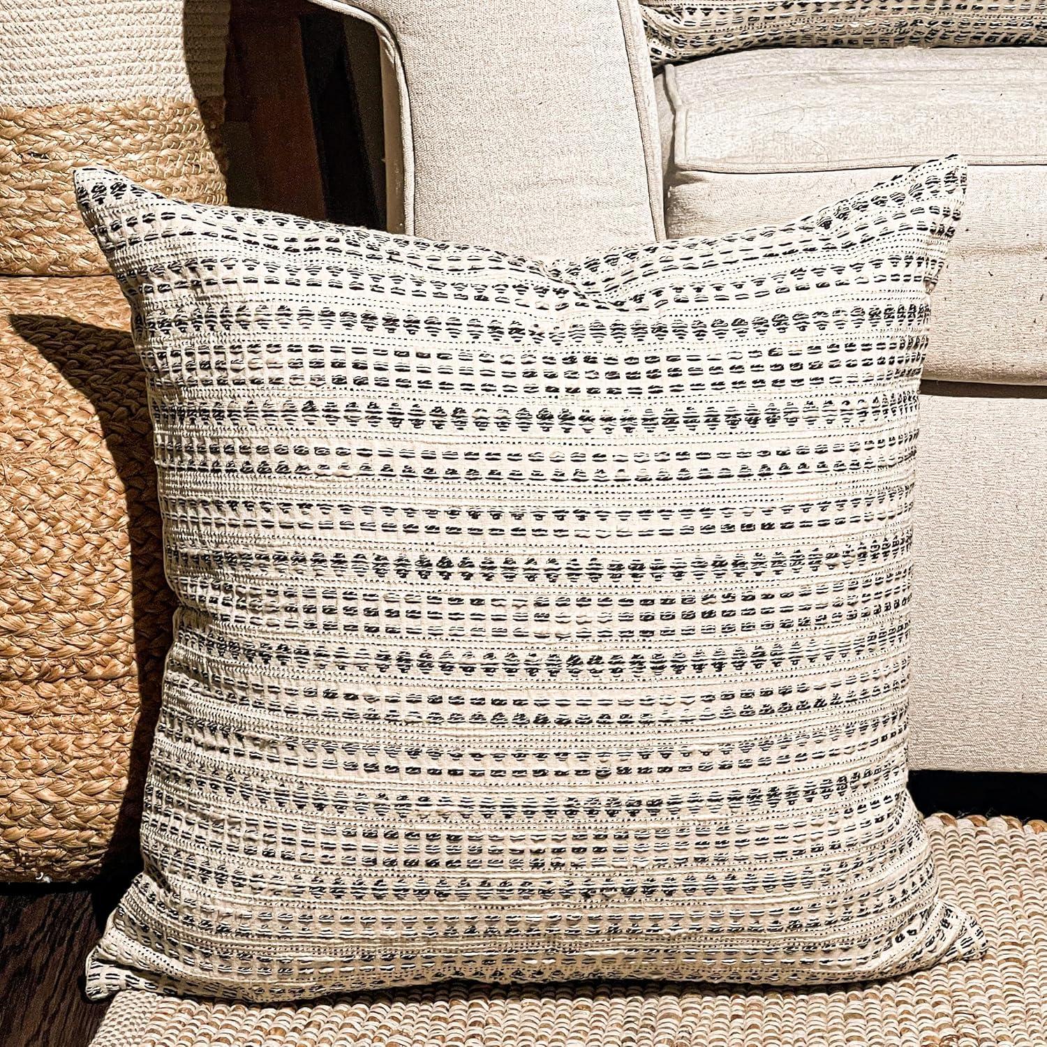 Striped Cotton Blend Pillow Cover