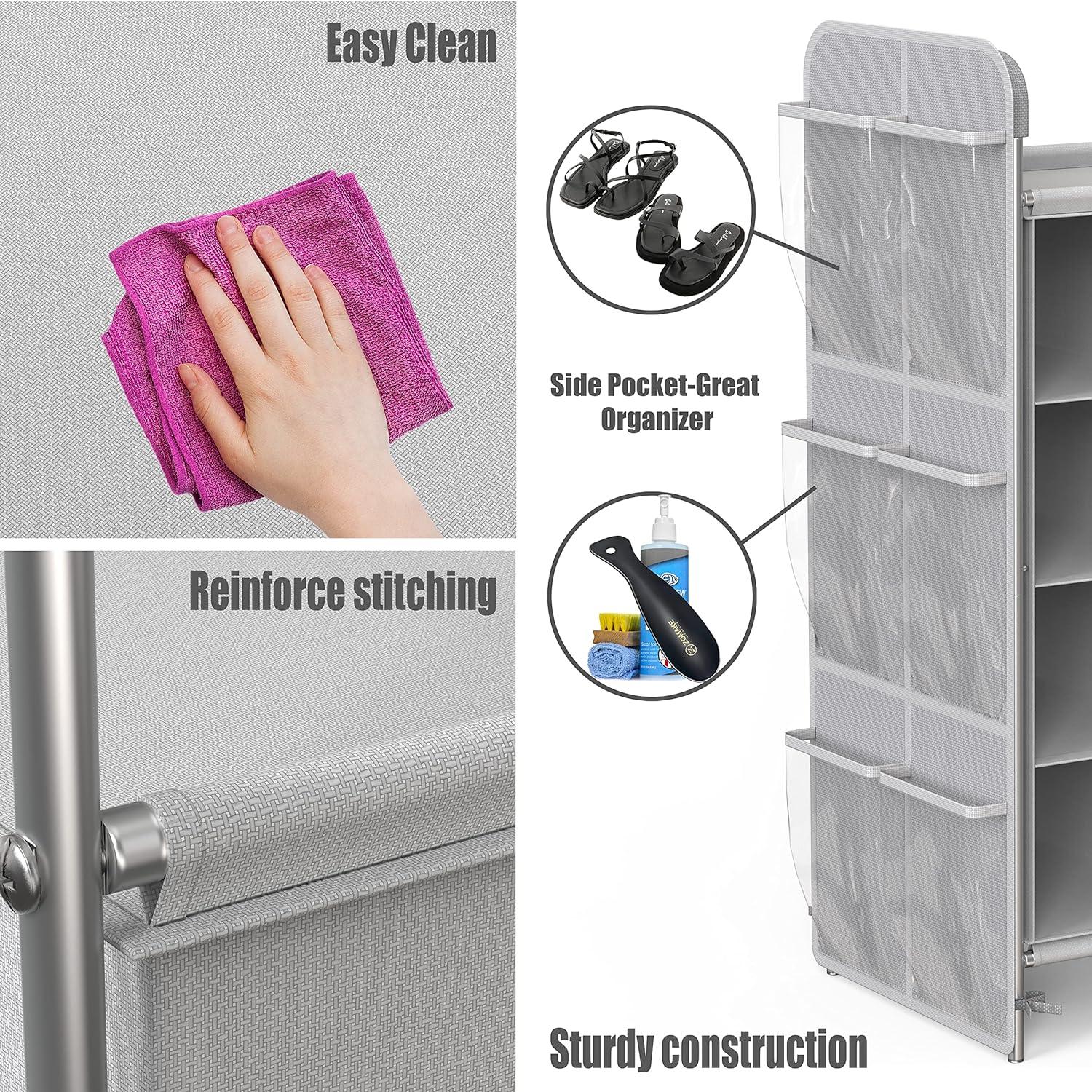 Simple Houseware 4-Tier 16 Cube Shoe Cubby Rack Organizer, Gray