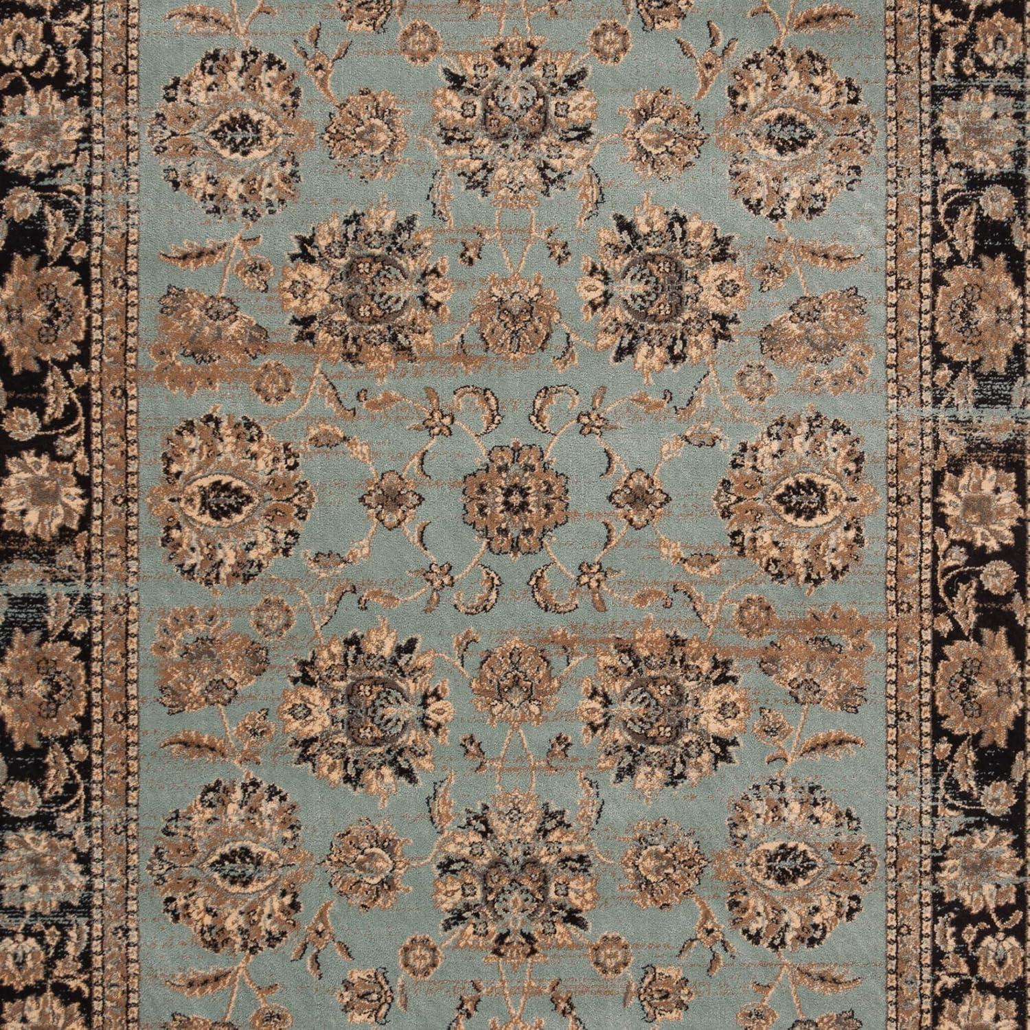 SAFAVIEH Vintage Jessamine Traditional Area Rug, Light Blue/Black, 4' x 5'7"