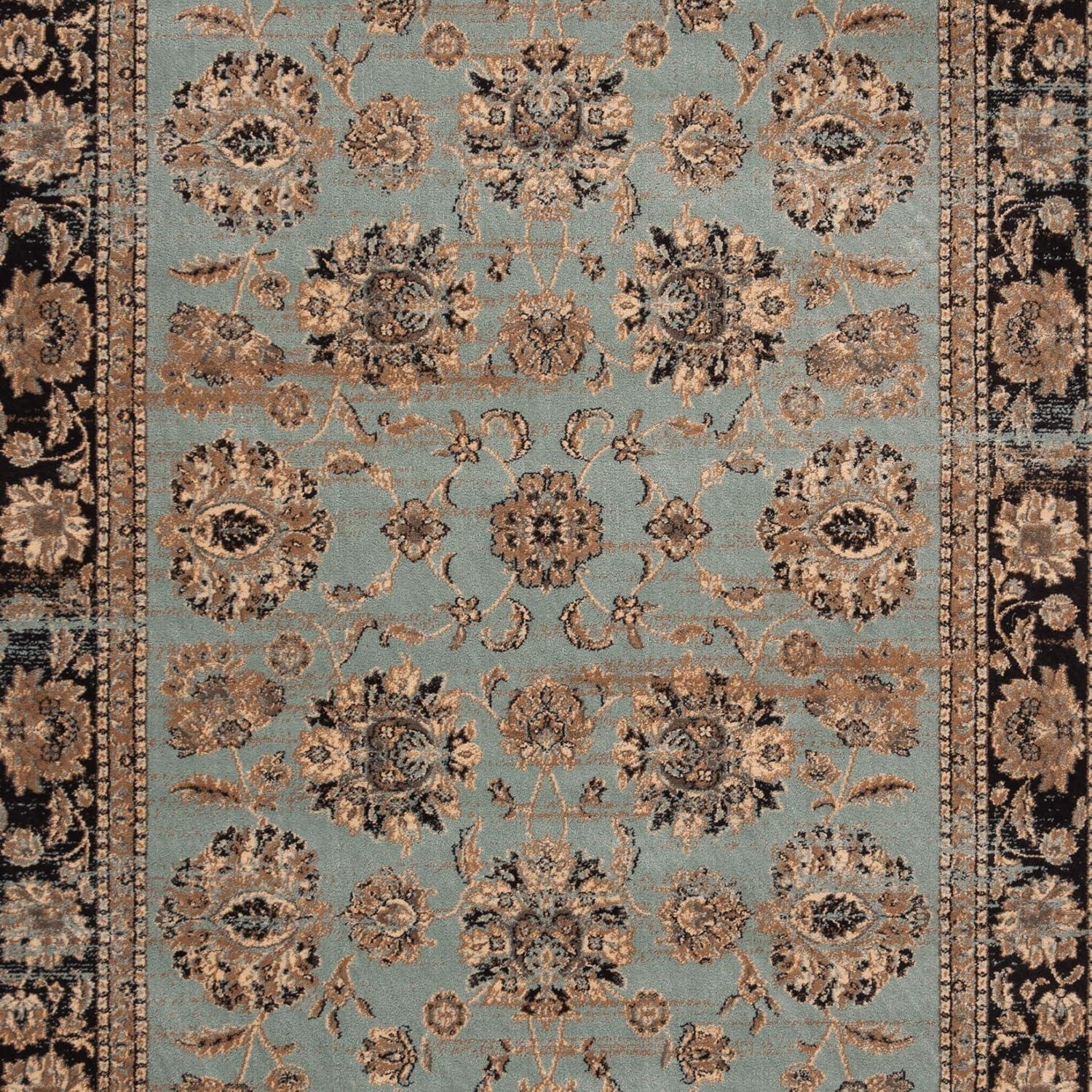 SAFAVIEH Vintage Jessamine Traditional Area Rug, Light Blue/Black, 4' x 5'7"