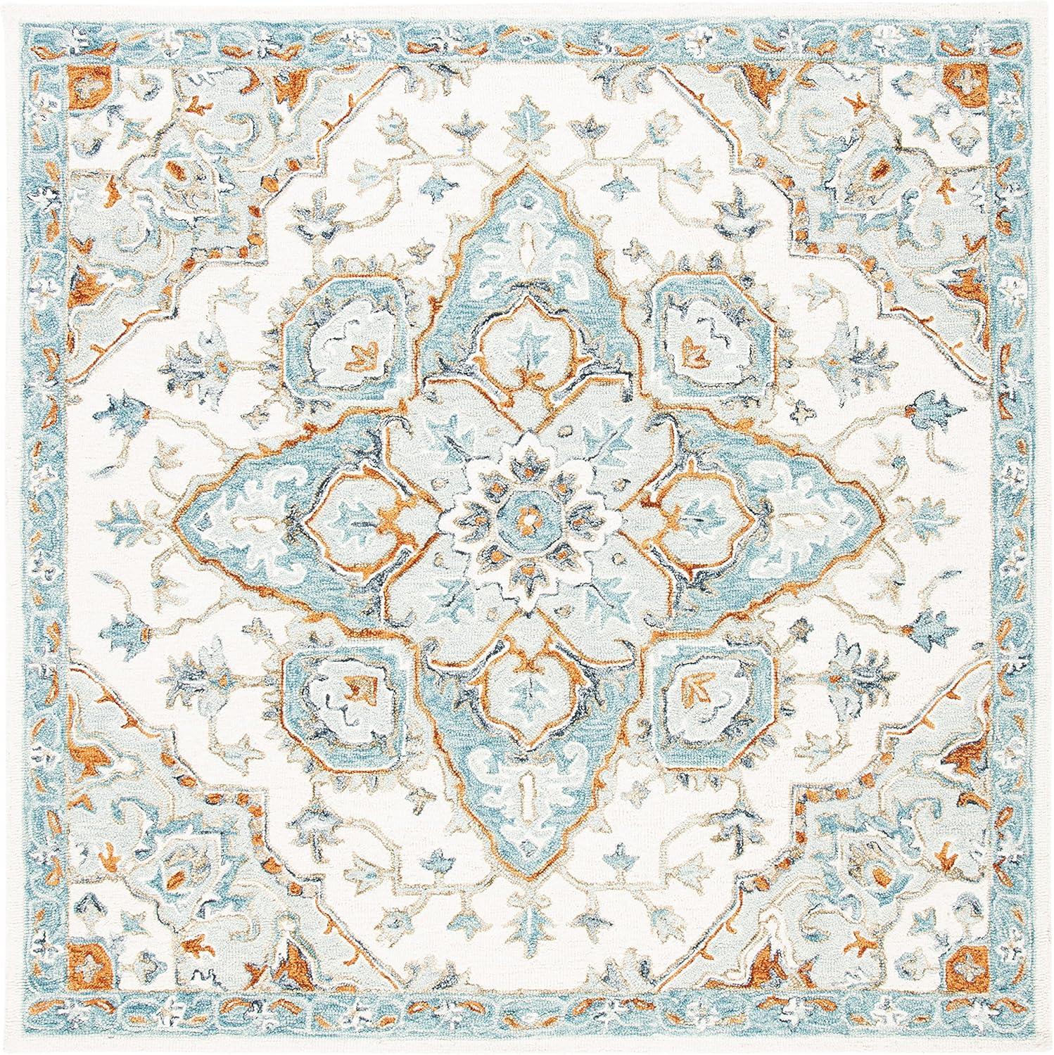 Heritage HG922 Hand Tufted Area Rug - Ivory/Blue - 6'x6' - Safavieh.