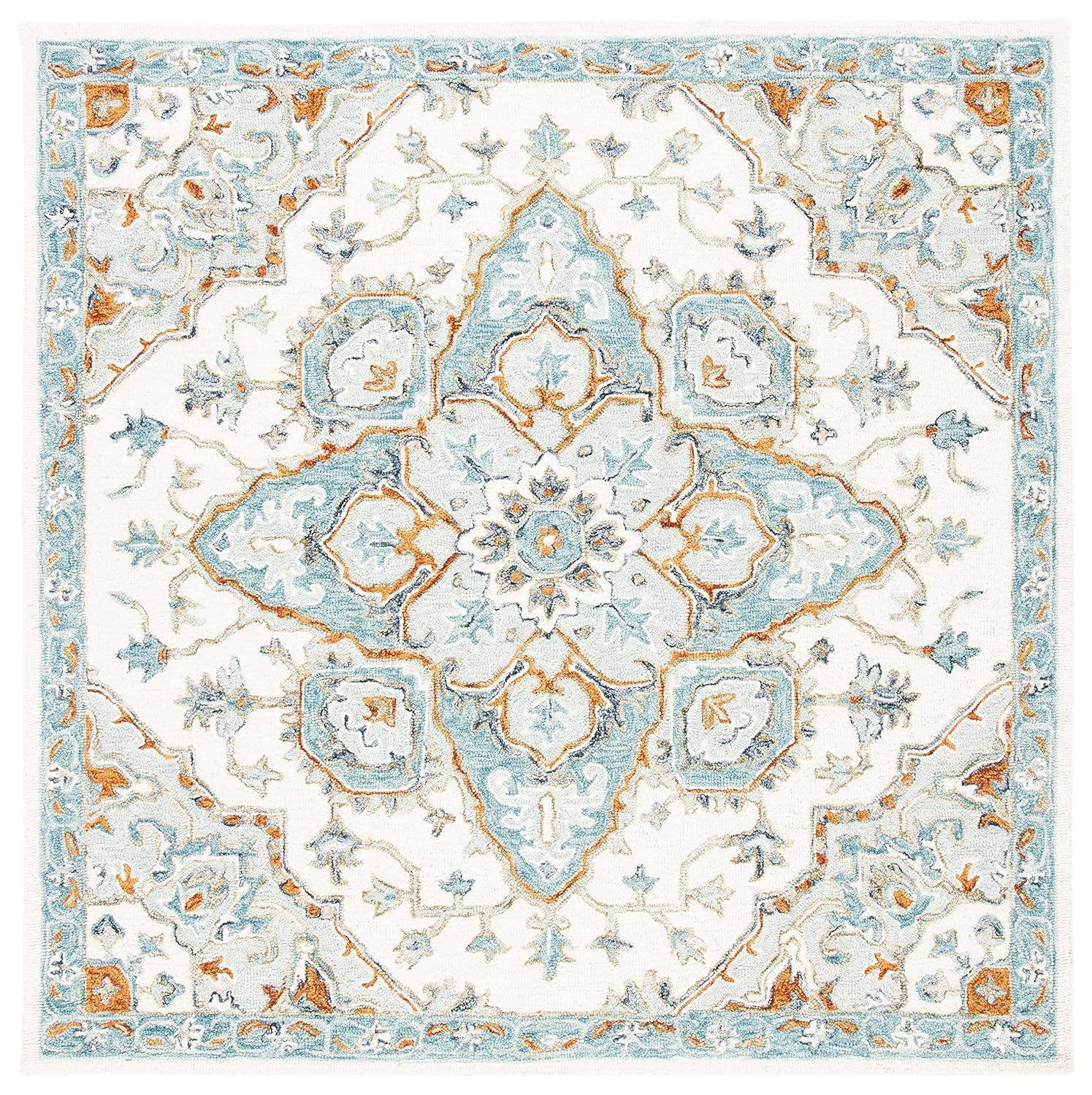 Heritage HG922 Hand Tufted Area Rug - Ivory/Blue - 6'x6' - Safavieh.