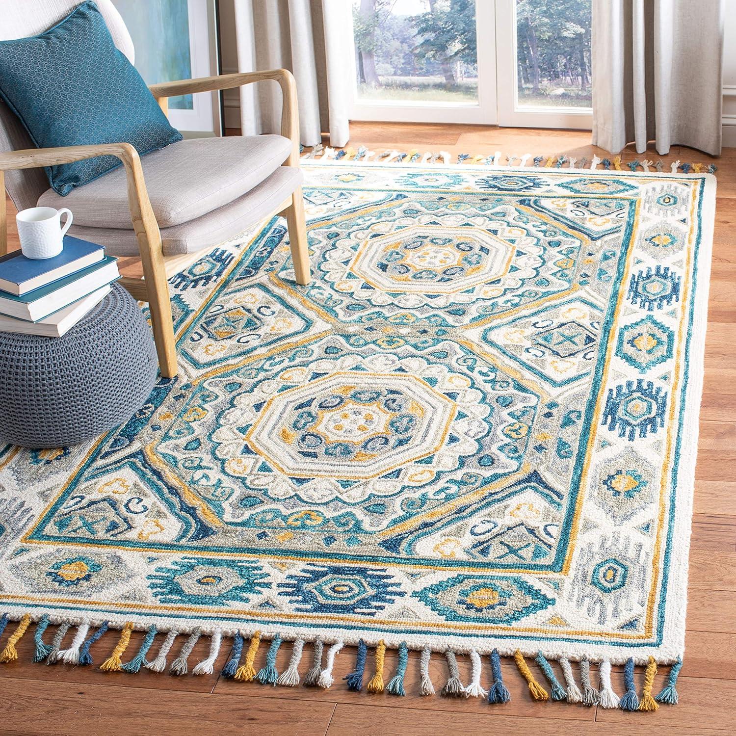Aspen APN251 Hand Tufted Area Rug - Ivory/Charcoal - 7' X 7' Square - Safavieh.