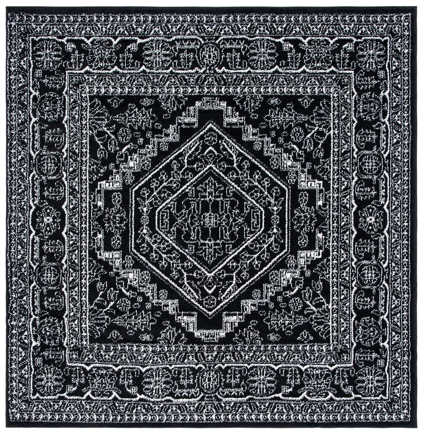Adirondack ADR108 Power Loomed Area Rug - Slate/Ivory - 6'x6' - Safavieh.