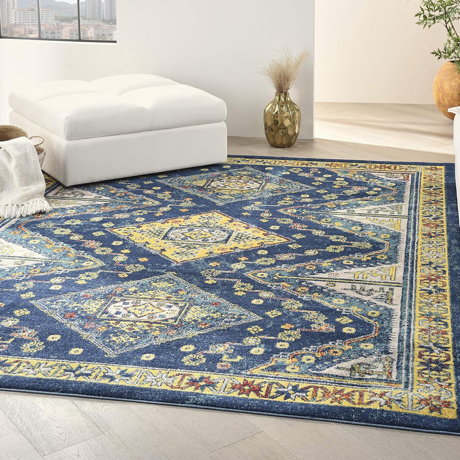 Allur Bohemian Navy Multicolor 8'x10' Synthetic Area Rug