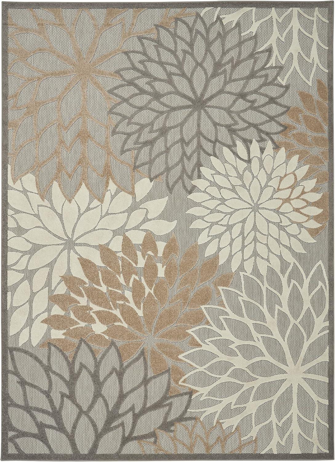 Nourison Aloha Floral Bloom Flatweave High-Low Indoor Outdoor Area Rug Natural 9'6" x 13'