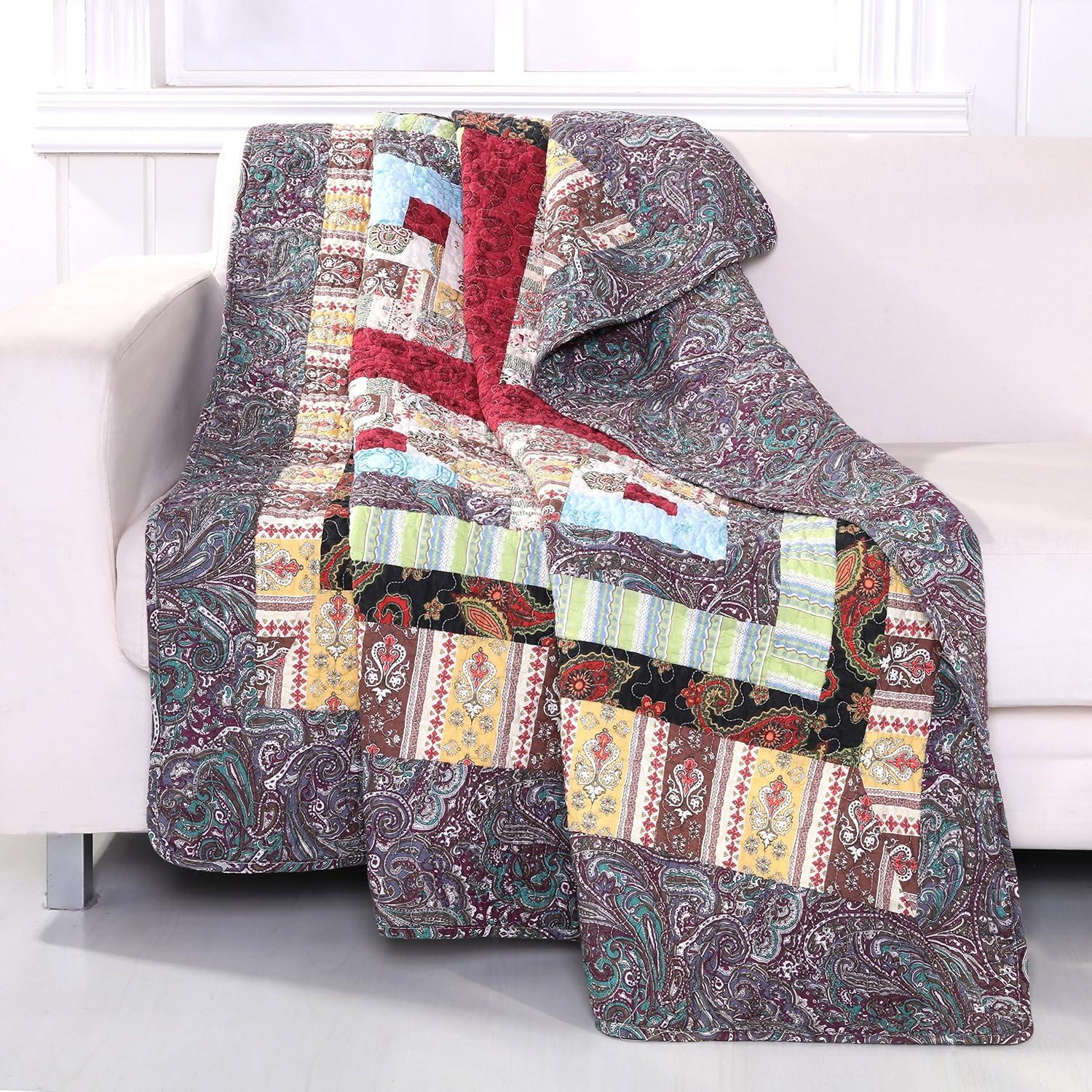 Colorado Lodge Log Cabin Patchwork Reversible Cotton Throw