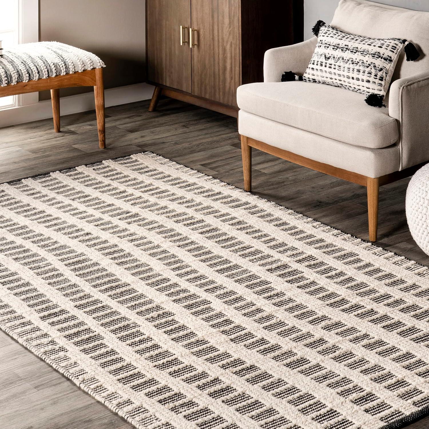 Arvin Olano x Rugs USA Arvin Olano x Rugs USA Parker Check Textured Ivory Area Rug