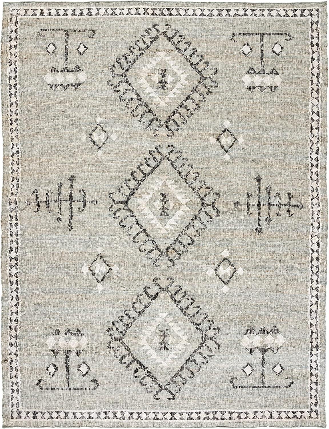 Blue and Black Handmade Flat Woven 9' x 12' Area Rug