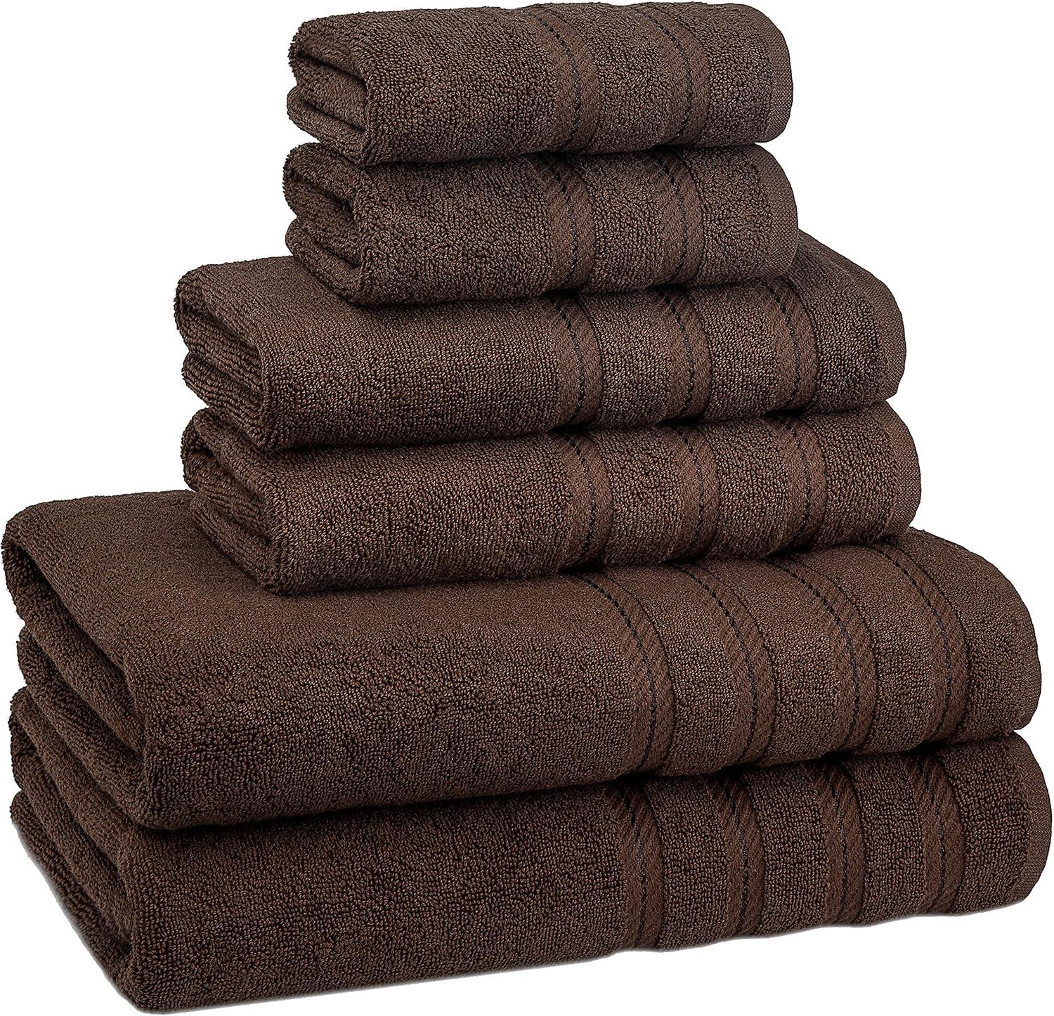 American Soft Linen Bekos 6 Piece Towel Set, 100% Cotton Bath Towel Set for Bathroom, Brown