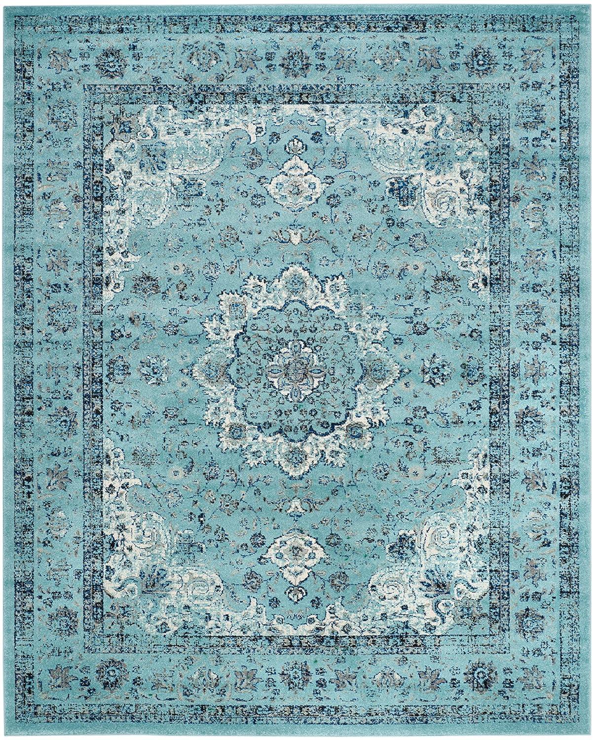 Evoke EVK220 Power Loomed Area Rug - Light Blue/Light Blue - 6'7"x9' - Safavieh.