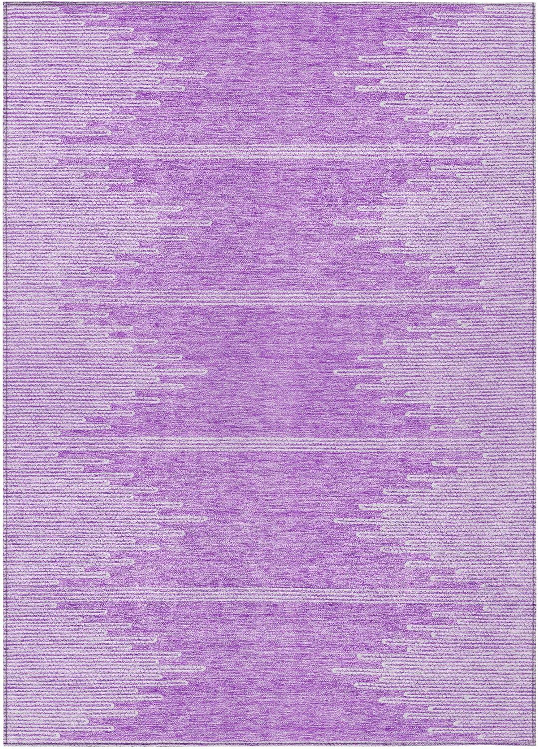 Lavender Flat Woven Synthetic Rectangular Washable Rug