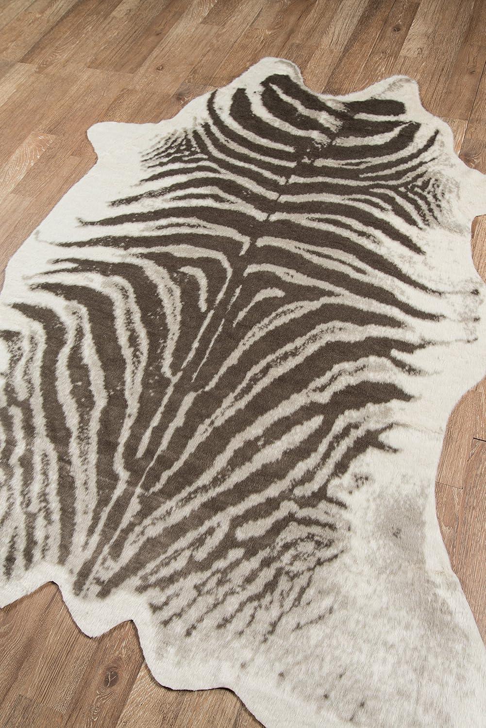 Gray and Taupe Faux Fur Rectangular Area Rug