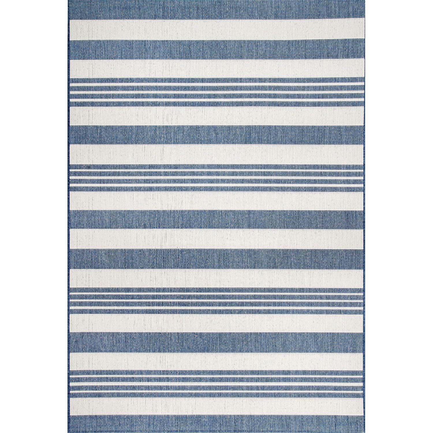 Nuloom Robin Striped 3x4 Indoor/Outdoor Accent Rug for Living Room Patio Deck Front Porch Entryway Kitchen, Blue/Ivory
