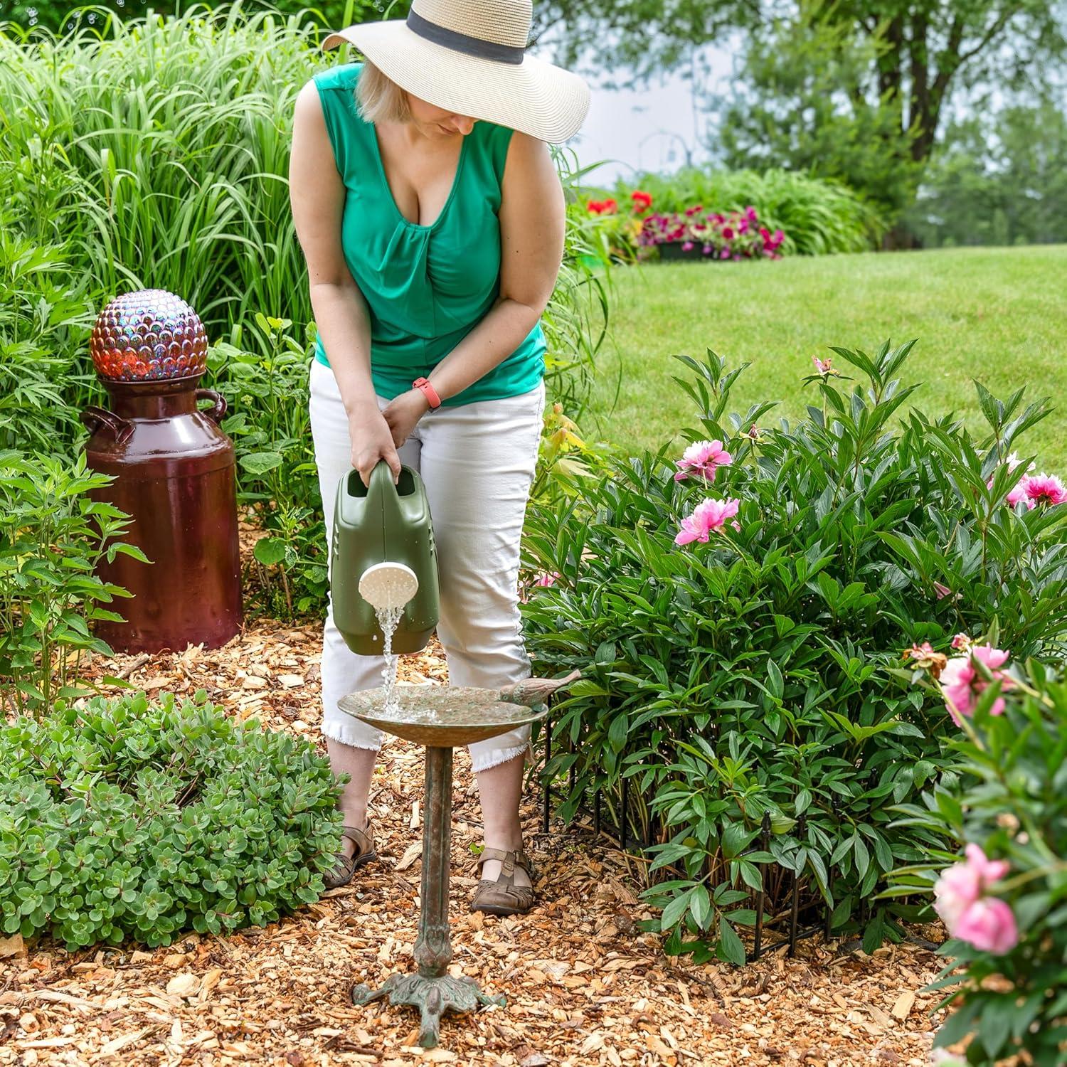 SunnyDaze Decor Ivy and Sage Freestanding Cast Aluminum Outdoor Bird Bath - Rustic Patina