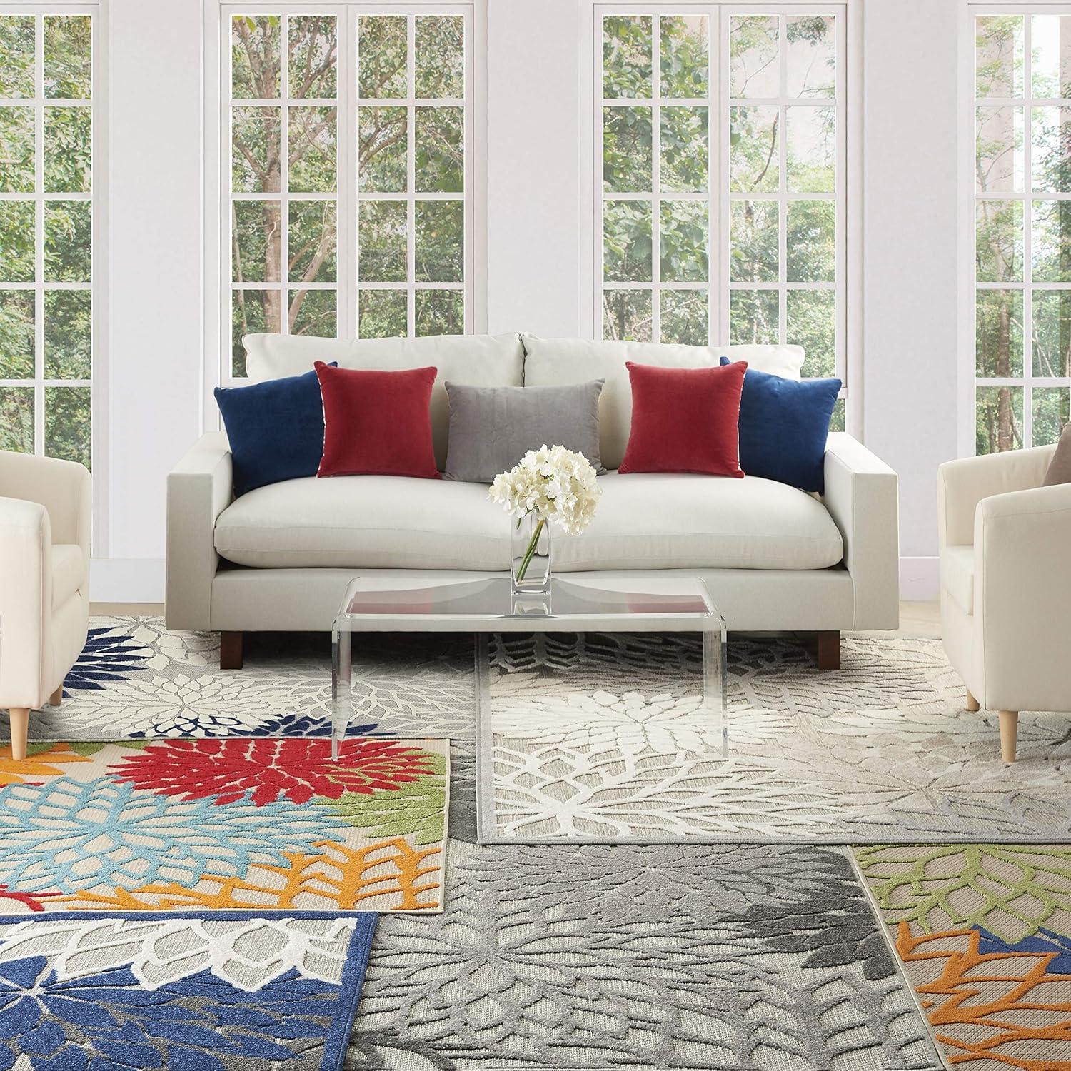 Nourison Aloha Floral Bloom Flatweave High-Low Indoor Outdoor Area Rug Multicolor 3'6" x 5'6"