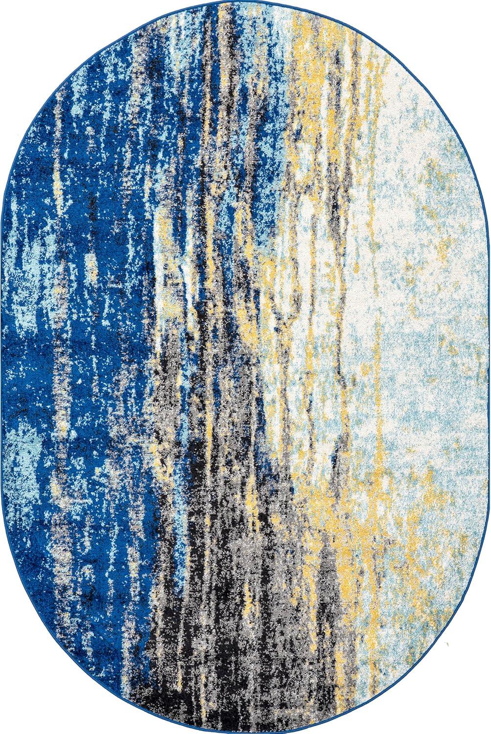 Nuloom Katharina Abstract Oval 8x10 Area Rug for Living Room Bedroom Dining Room Kitchen, Blue/Multicolor