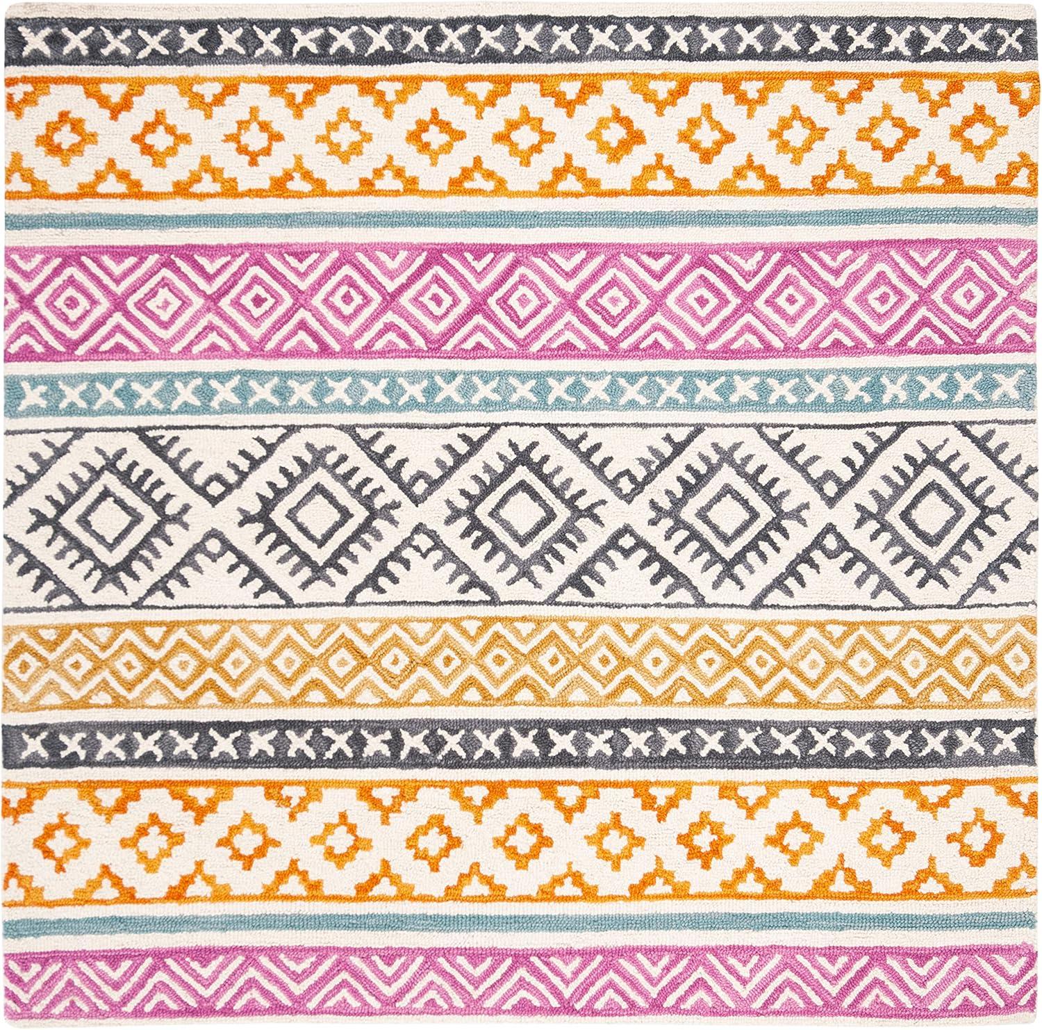 Micro-Loop MLP552 Hand Tufted Area Rug - Ivory/Rust - 5'x5' - Safavieh.