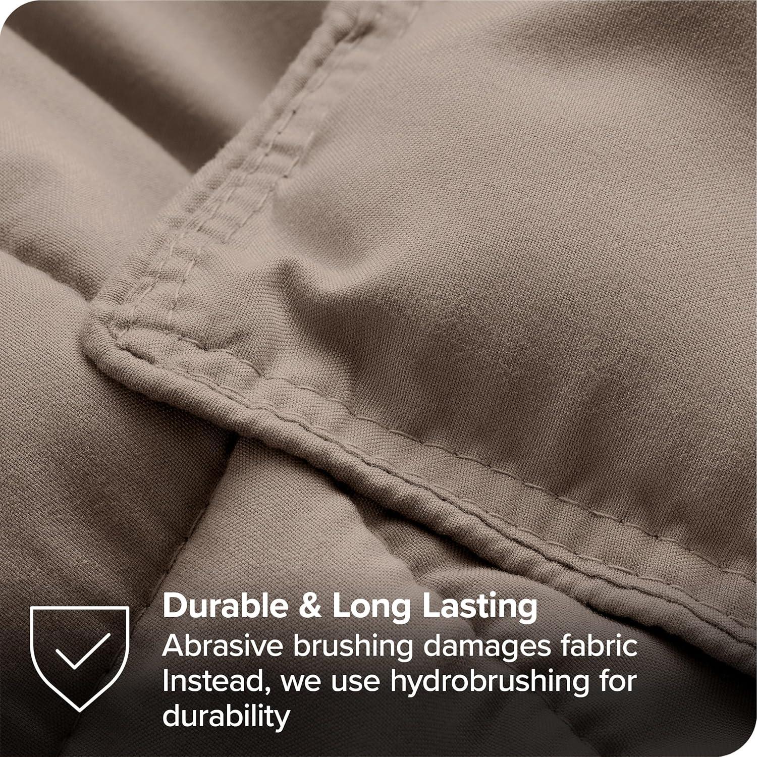 King Double Brushed Bed in a Bag Taupe Comforter Set, Sand Sheet Set by Bare Home