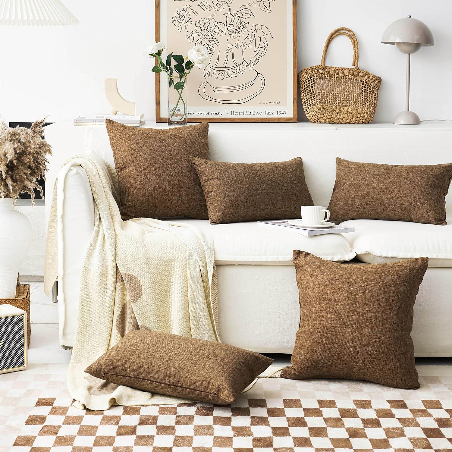 Nmkwnr Linen Square Cushion Covers Pillowcases Decorative Throw Pillow Covers for Sofa Living Room Bed, 18 x 18 inch