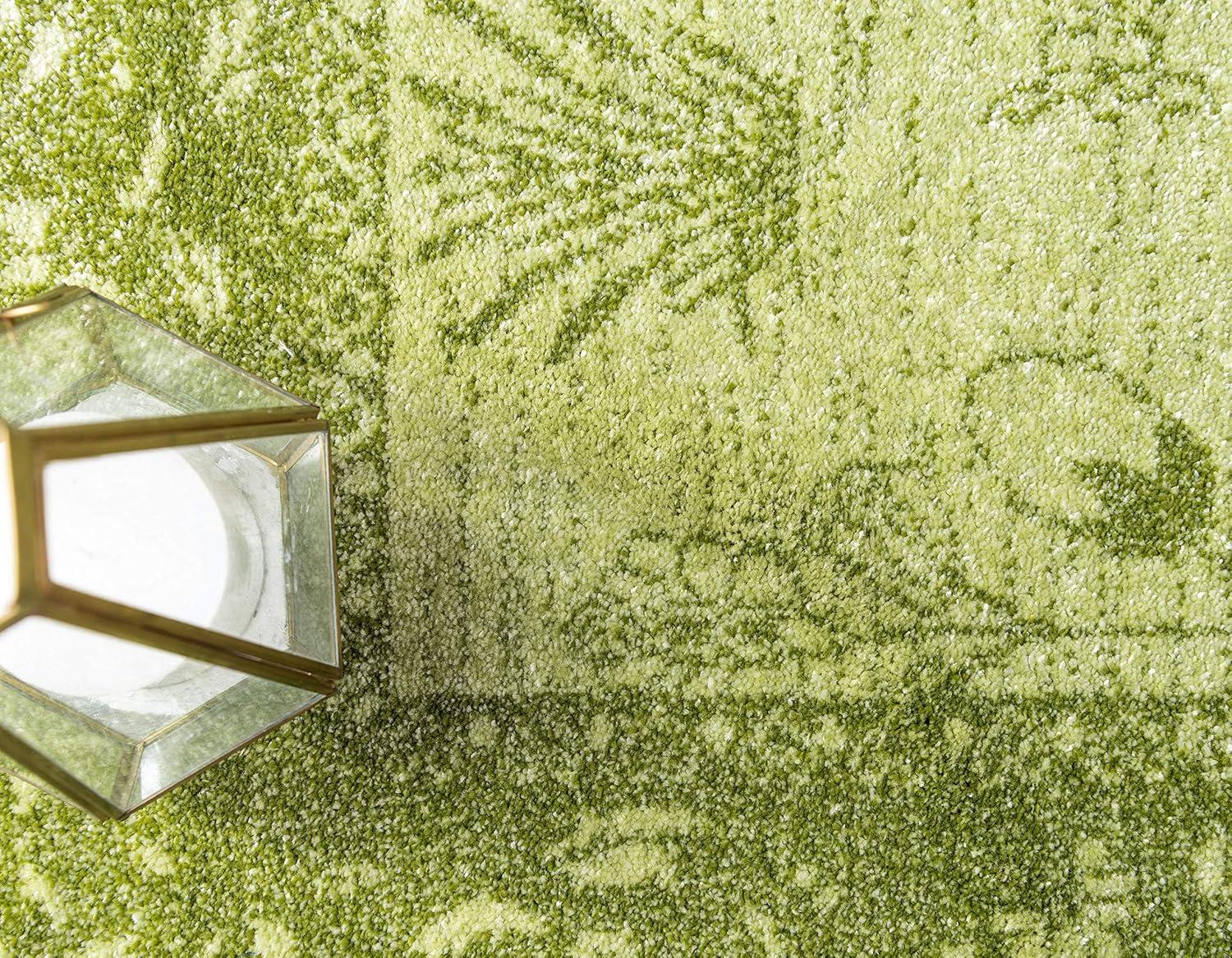 Unique Loom 6' 1 x 9' 0 Light Green La Jolla Floral Area Rug