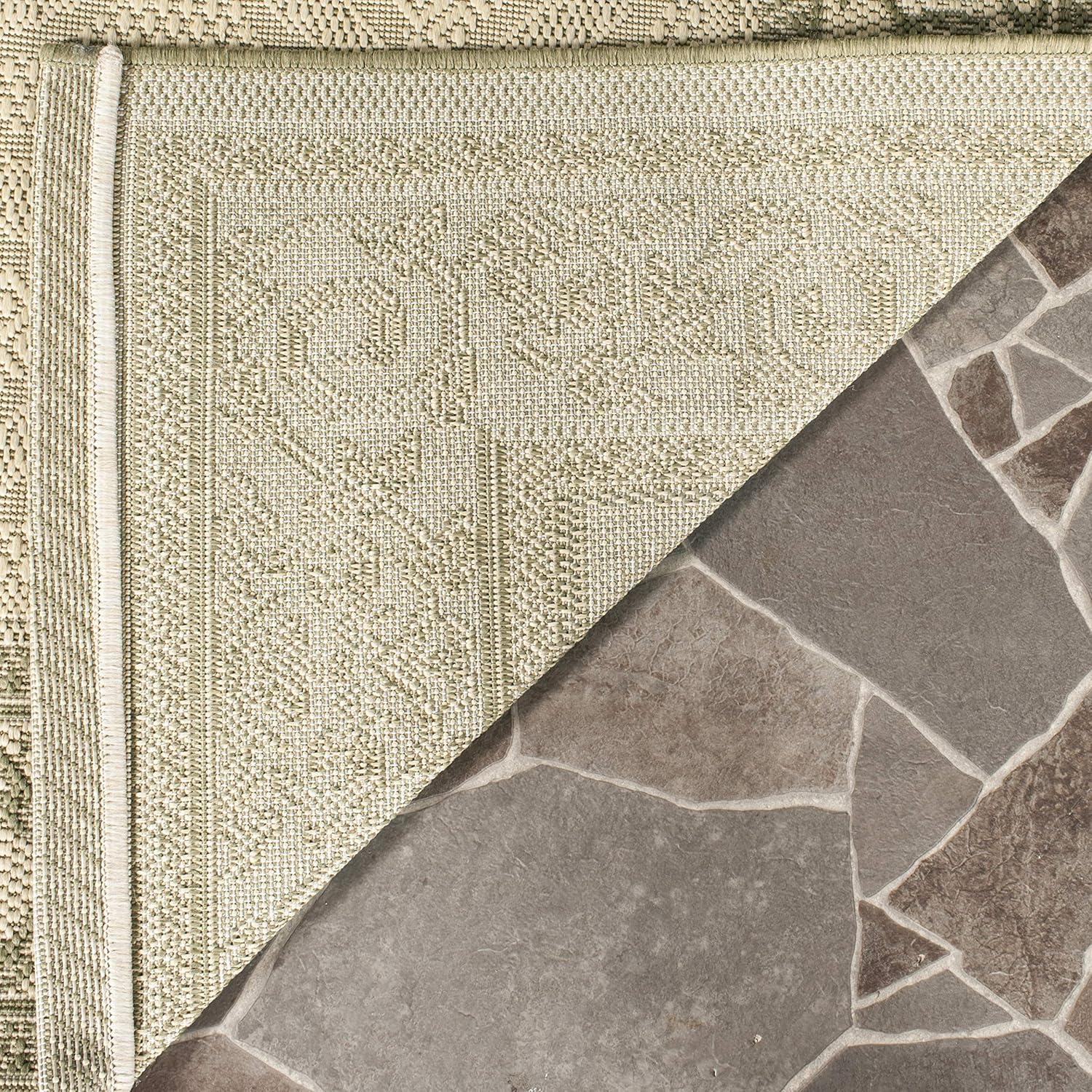 Courtyard CY1502 Power Loomed Indoor and Outdoor Area Rug - Natural/Olive - 5'3"x7'7" - Safavieh