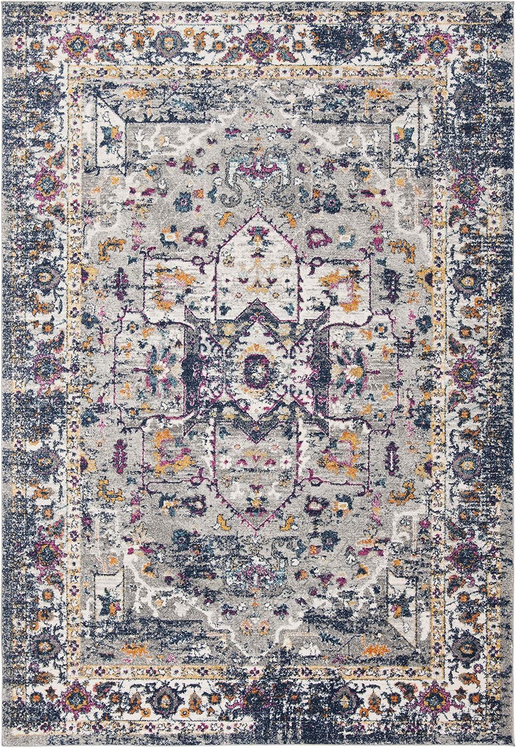 Evoke EVK275 Power Loomed Indoor Area Rug - Grey/Navy - 5'3"x7'6" - Safavieh