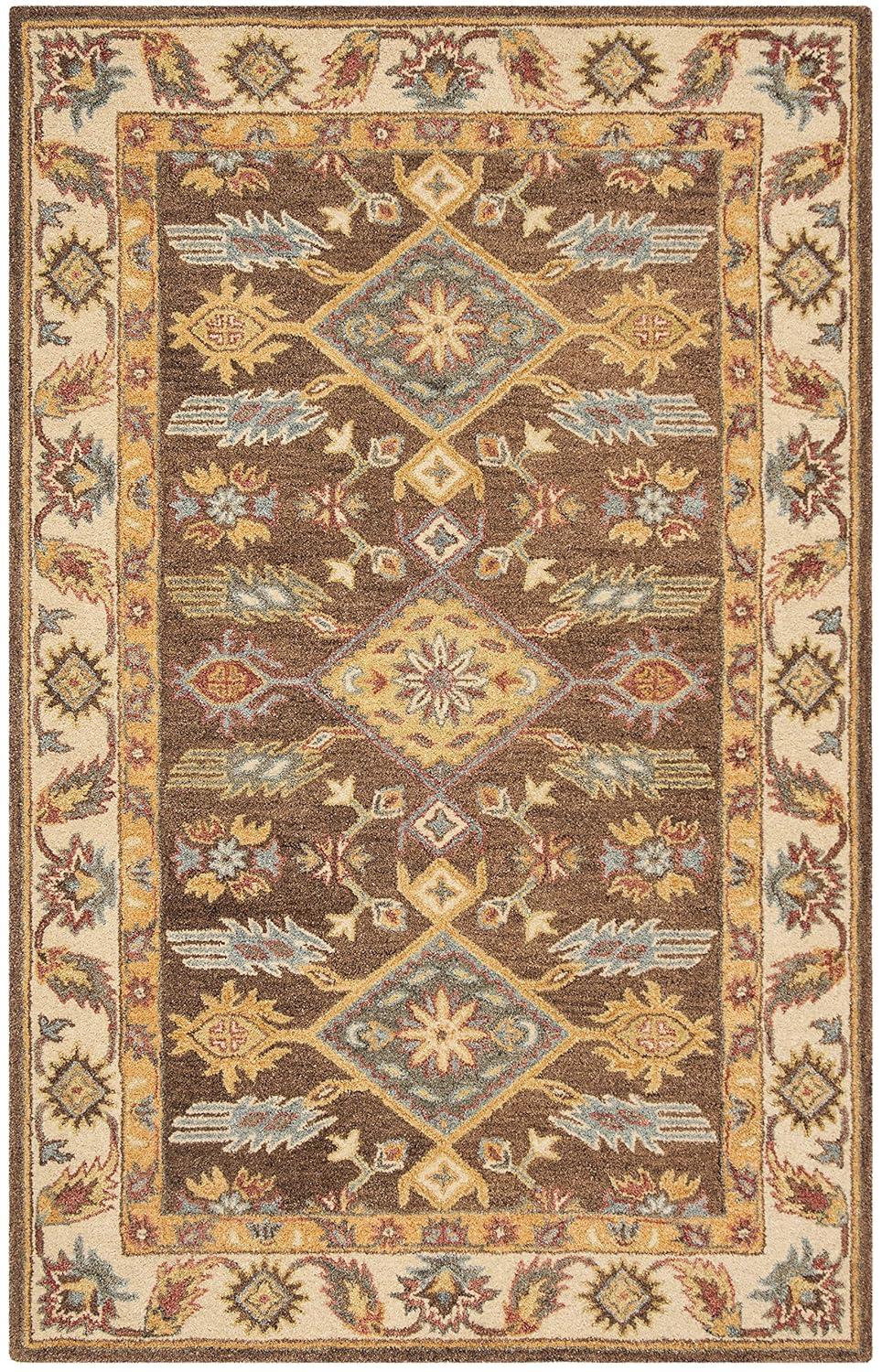 Antiquity AT502 Hand Tufted Area Rug - Dark Brown/Ivory - 5'x8' - Safavieh.