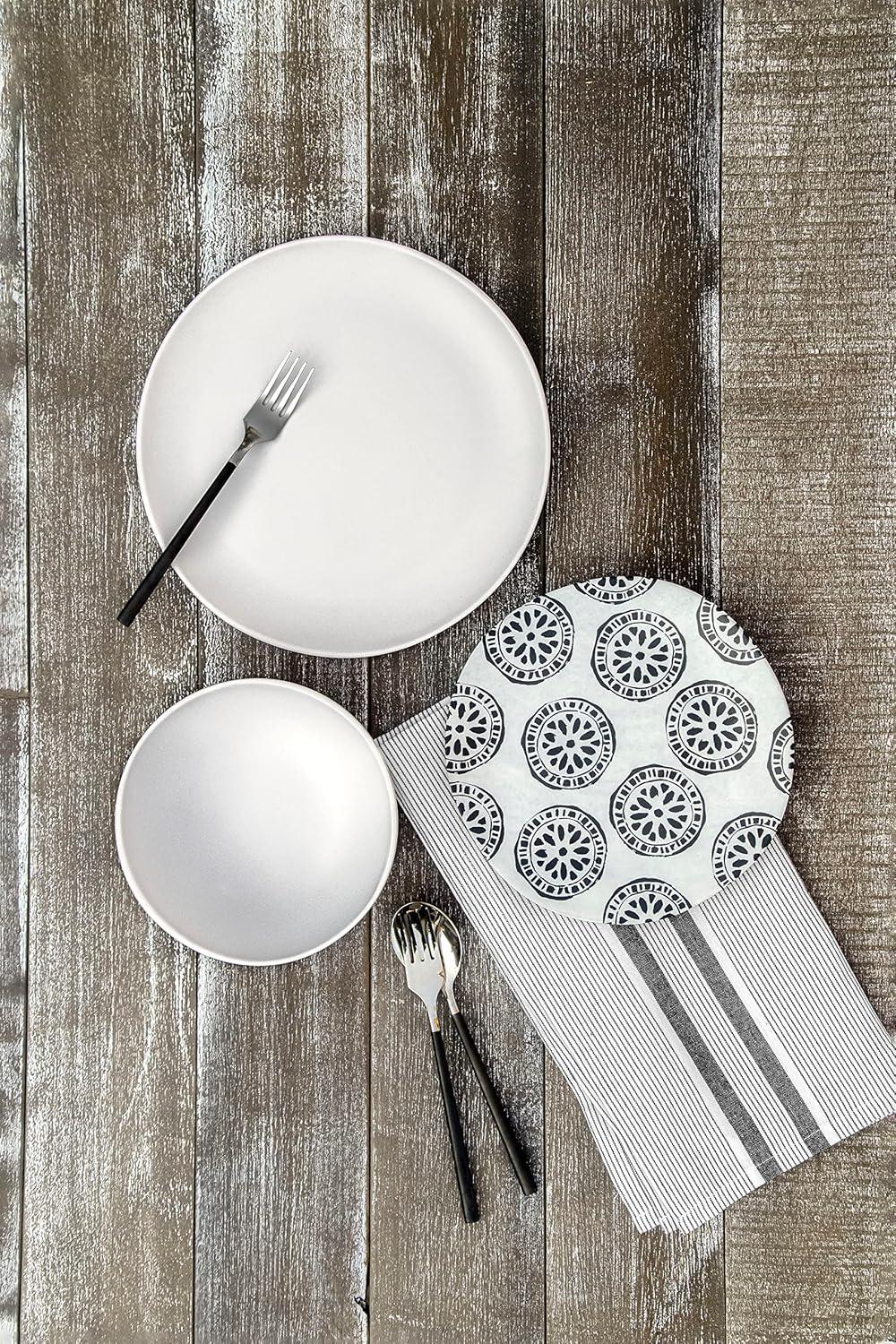 Matte White Melamine 10.5" Dinner Plates, Set of 6