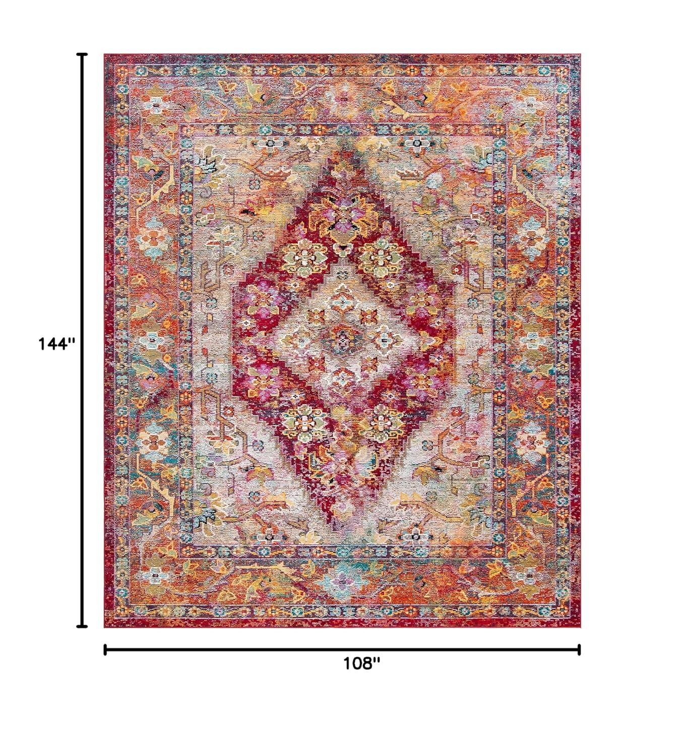 SAFAVIEH Crystal Salma Traditional Area Rug, Light Blue/Fuchsia, 9' x 12'