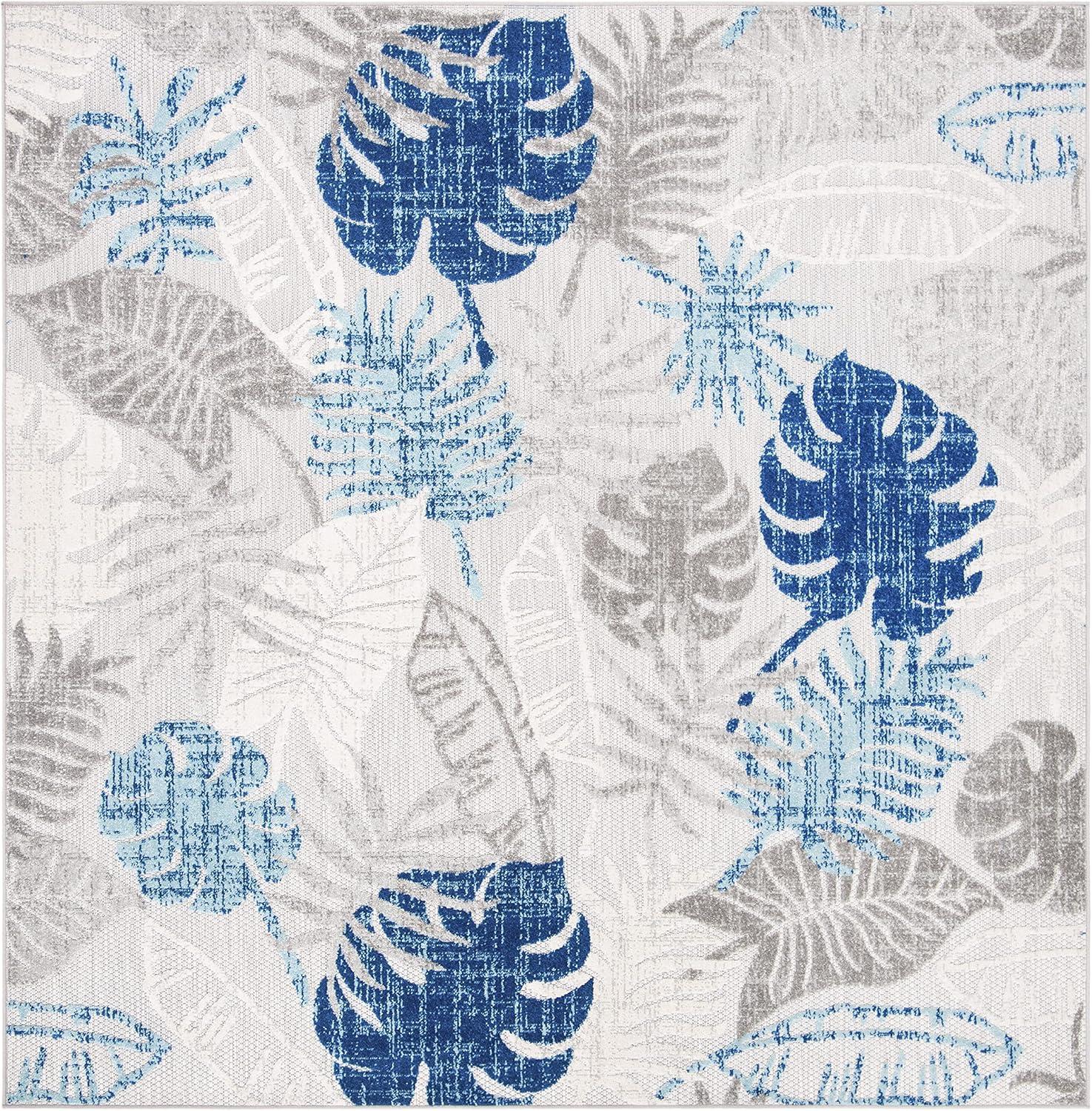 Cabana CBN831 Power Loomed Indoor/Outdoor Area Rug - Grey/Blue - 4'x4' - Safavieh