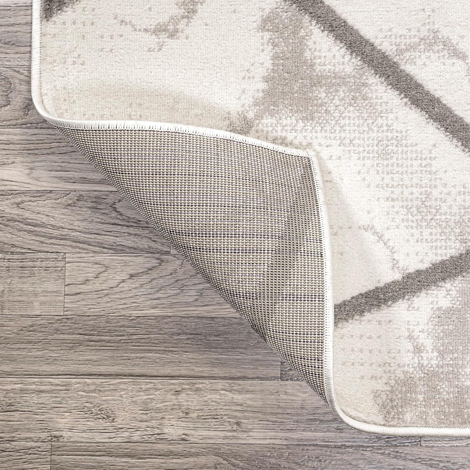 4' x 6' Patras Modern Geometric Marbled Area Rug, Ivory/Gray - JONATHAN Y