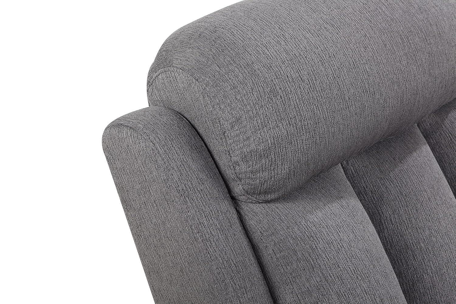 Gray Stain-Resistant Fabric Recliner with Wood Frame