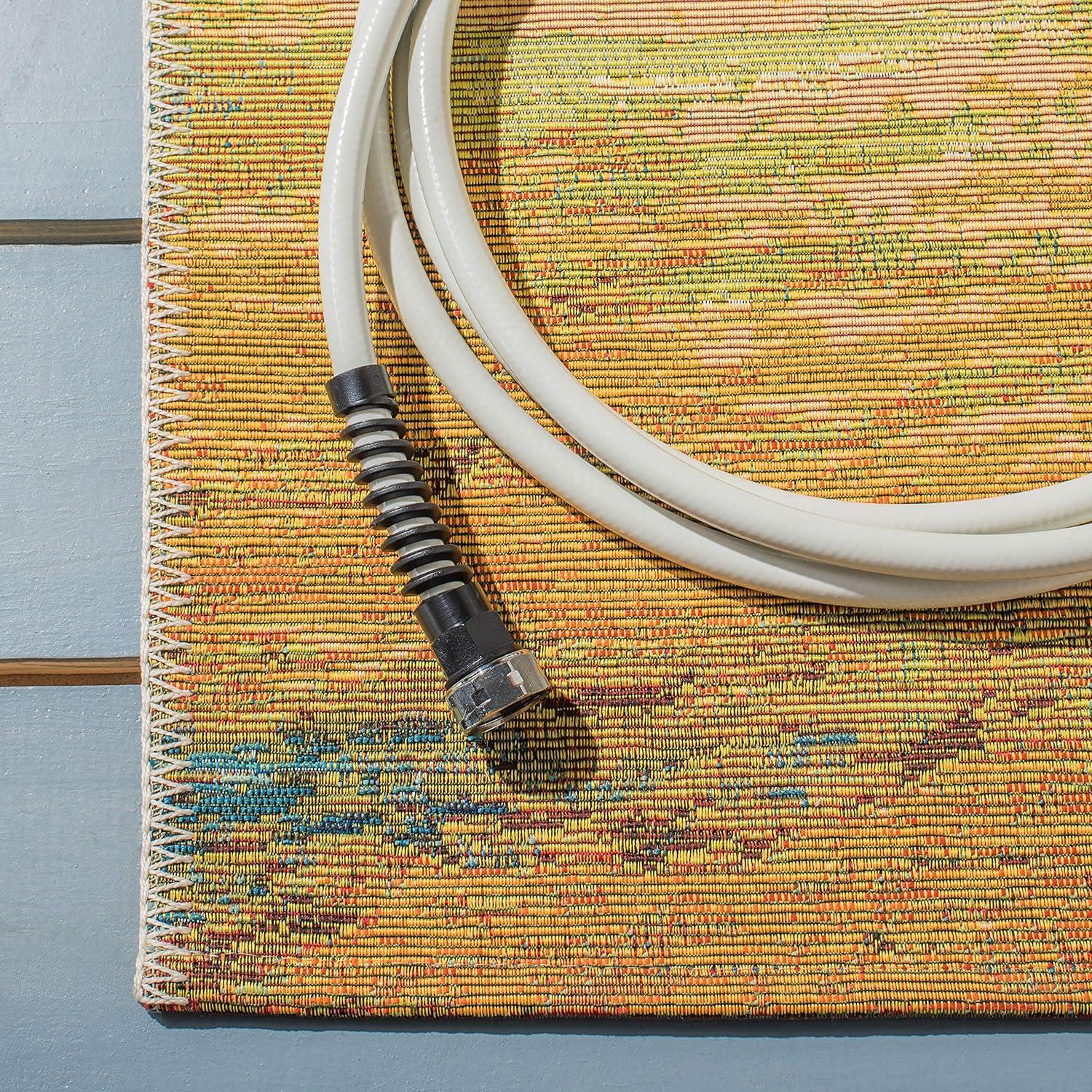 Barbados BAR510 Power Loomed Indoor/Outdoor Area Rug - Blue/Gold - 6'6"x6'6" - Safavieh.