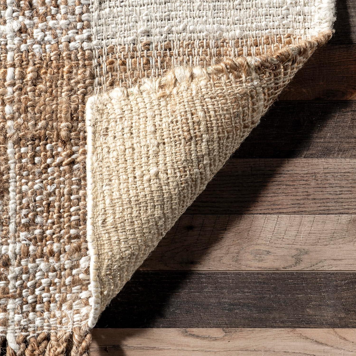 Artisanal Natural Jute 8'x10' Handcrafted Tassel Area Rug