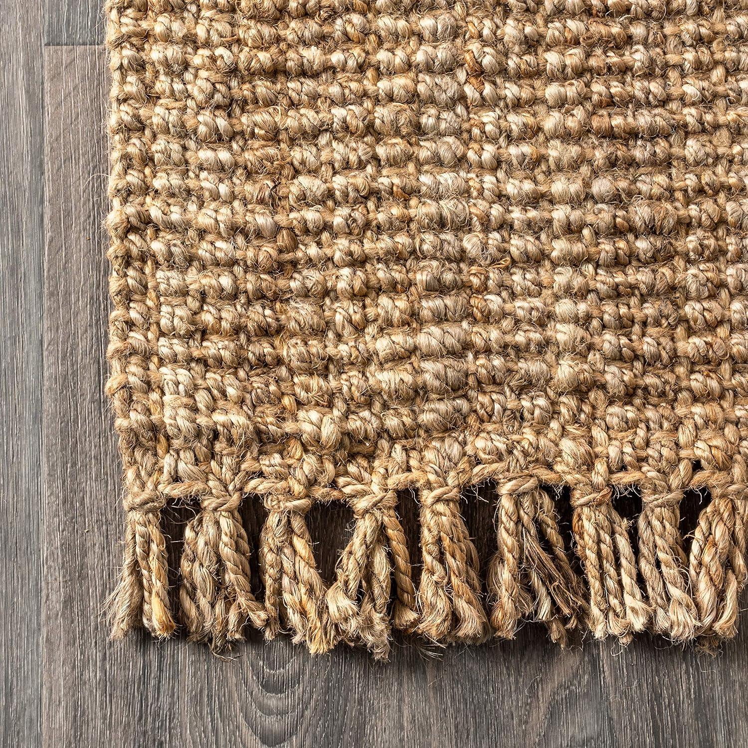 Para Hand Woven Chunky Jute with Fringe Area Rug - JONATHAN Y