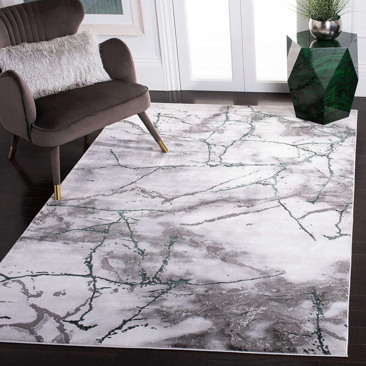 SAFAVIEH Craft Paul Abstract Marble Area Rug, 10'6" x 14', Grey/Green