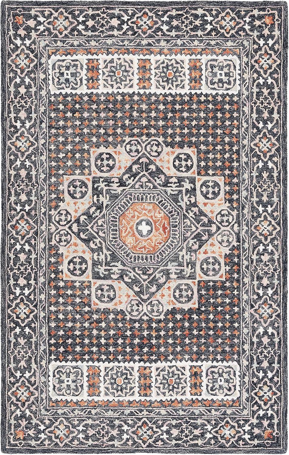 Aspen APN130 Hand Tufted Area Rug  - Black/Rust - 4'x6' - Safavieh.