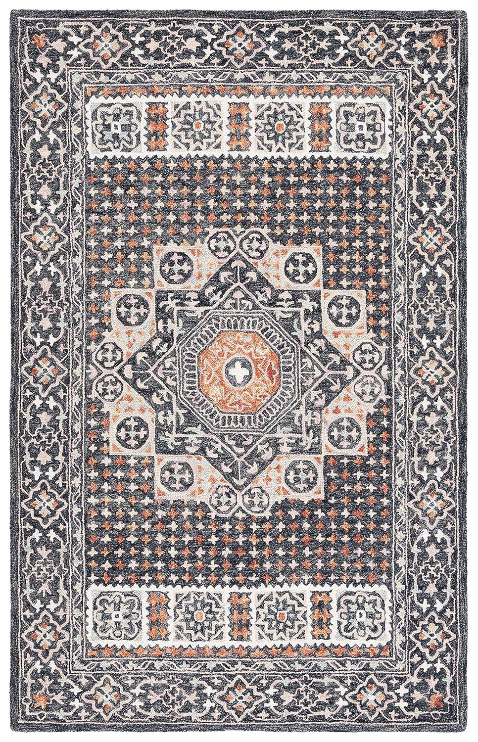 Aspen APN130 Hand Tufted Area Rug  - Black/Rust - 4'x6' - Safavieh.