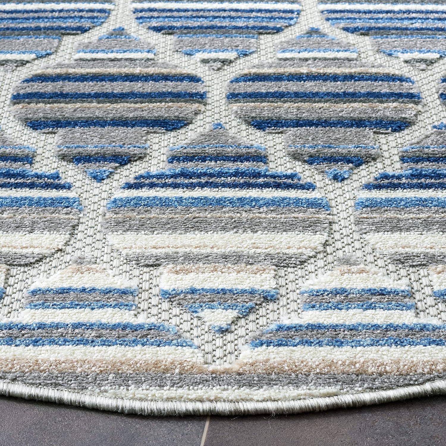 Cabana CBN333 Loomed Indoor Area Rug - Blue/Grey - 6'7"x6'7" Round - Safavieh