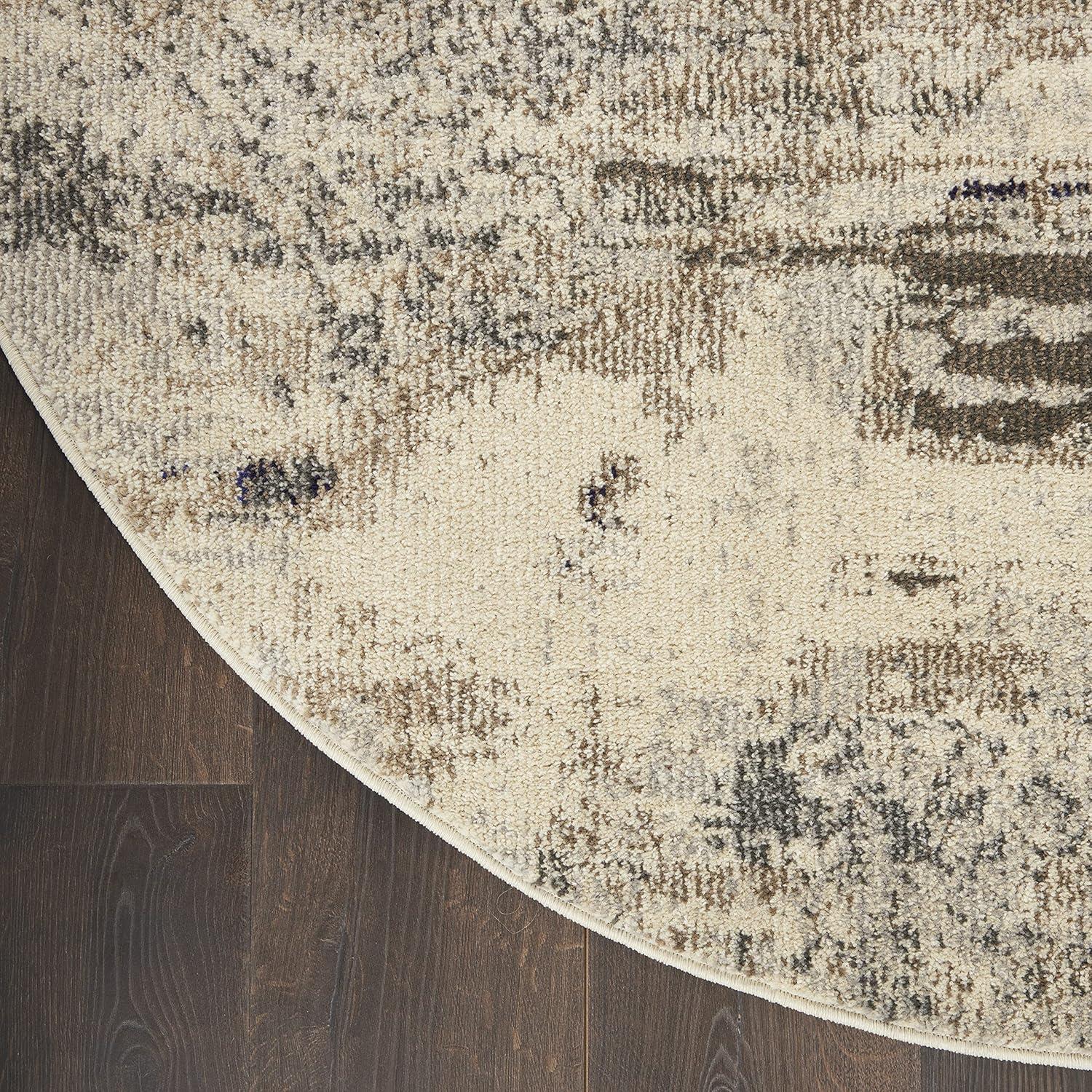 Nourison Celestial CES02 7'10" Round Ivory/Grey Area Rug