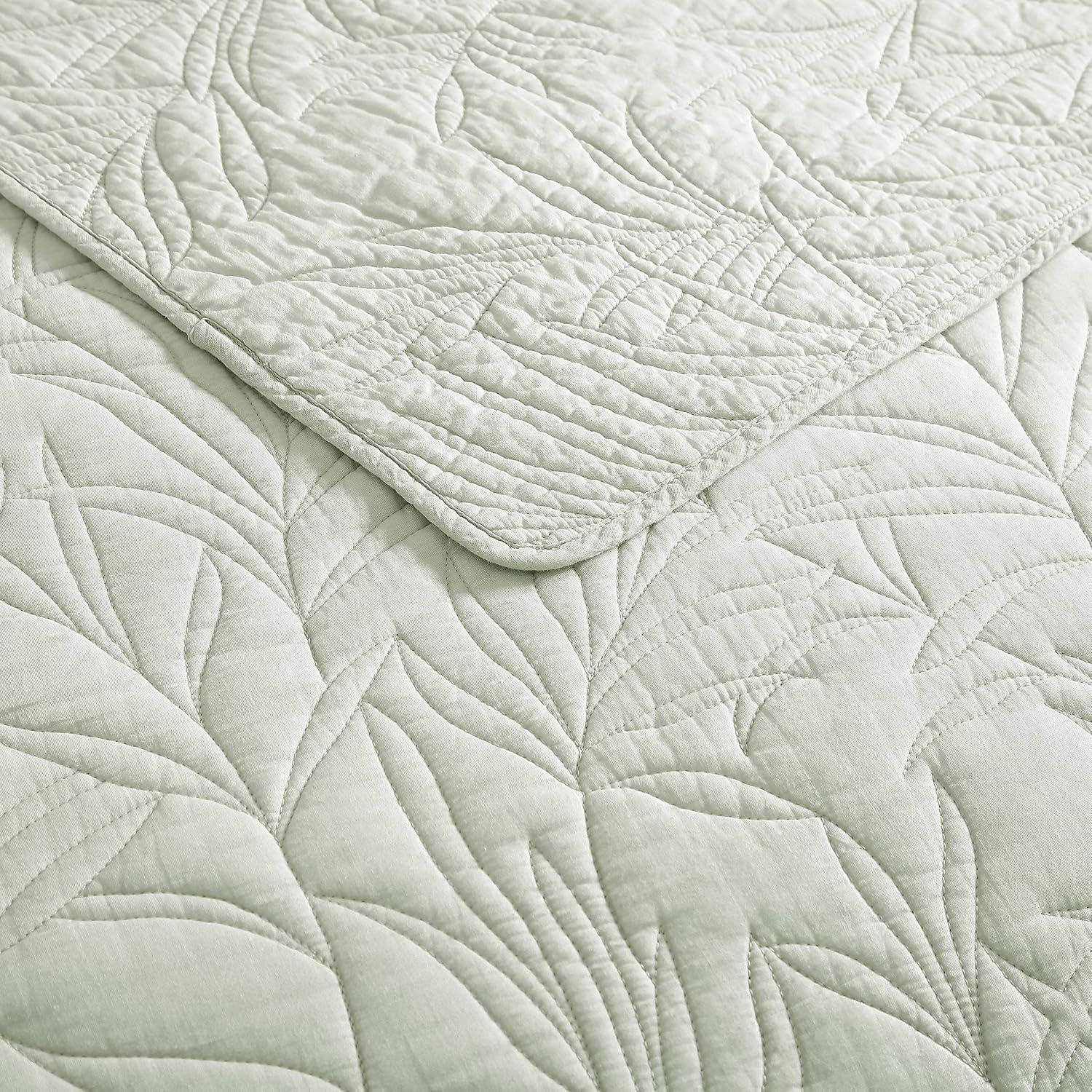 Tommy Bahama Solid Costa Sera Stitch Green Cotton Quilt