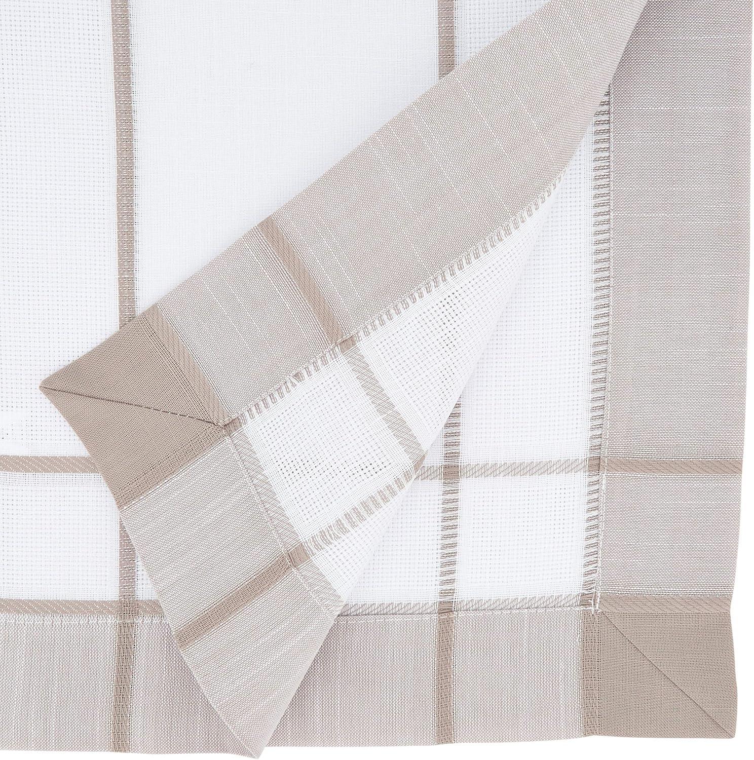 72 in. Banded Border Square Tablecloth, Natural